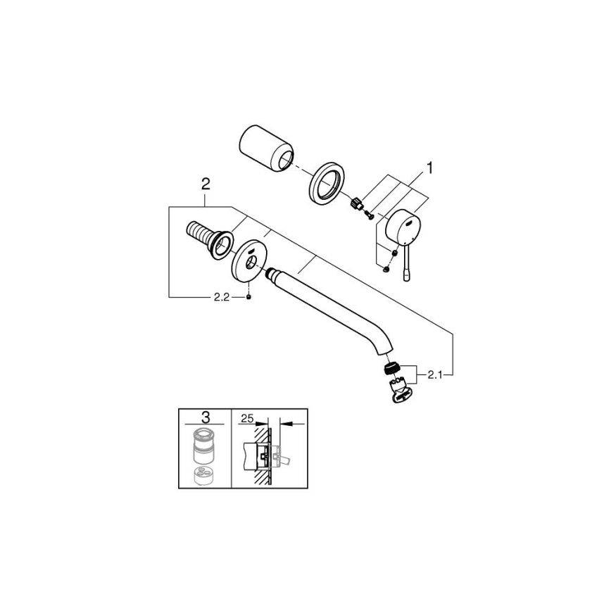 GROHE 19967GL1 - Kaksireikäinen ESSENCE 230 mm pesuallashana, kultainen