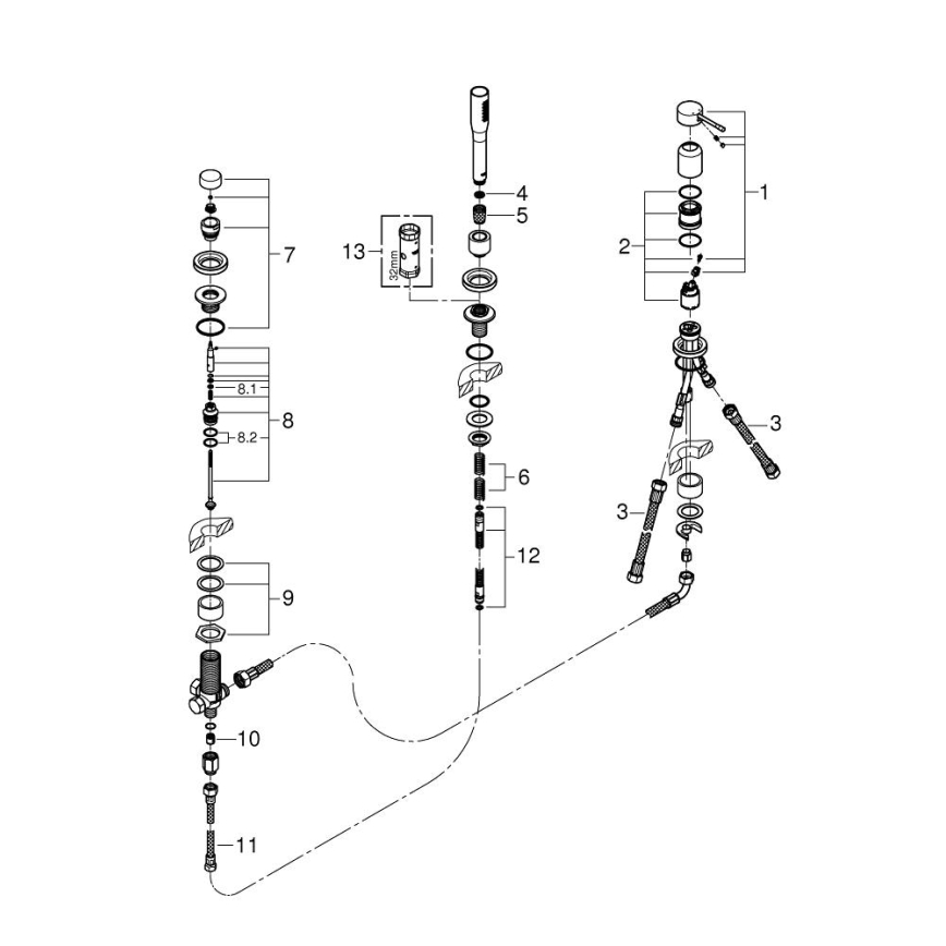 GROHE 19976001 - ESSENCE kolmireikäinen kylpyammehana, kiiltävä kromi