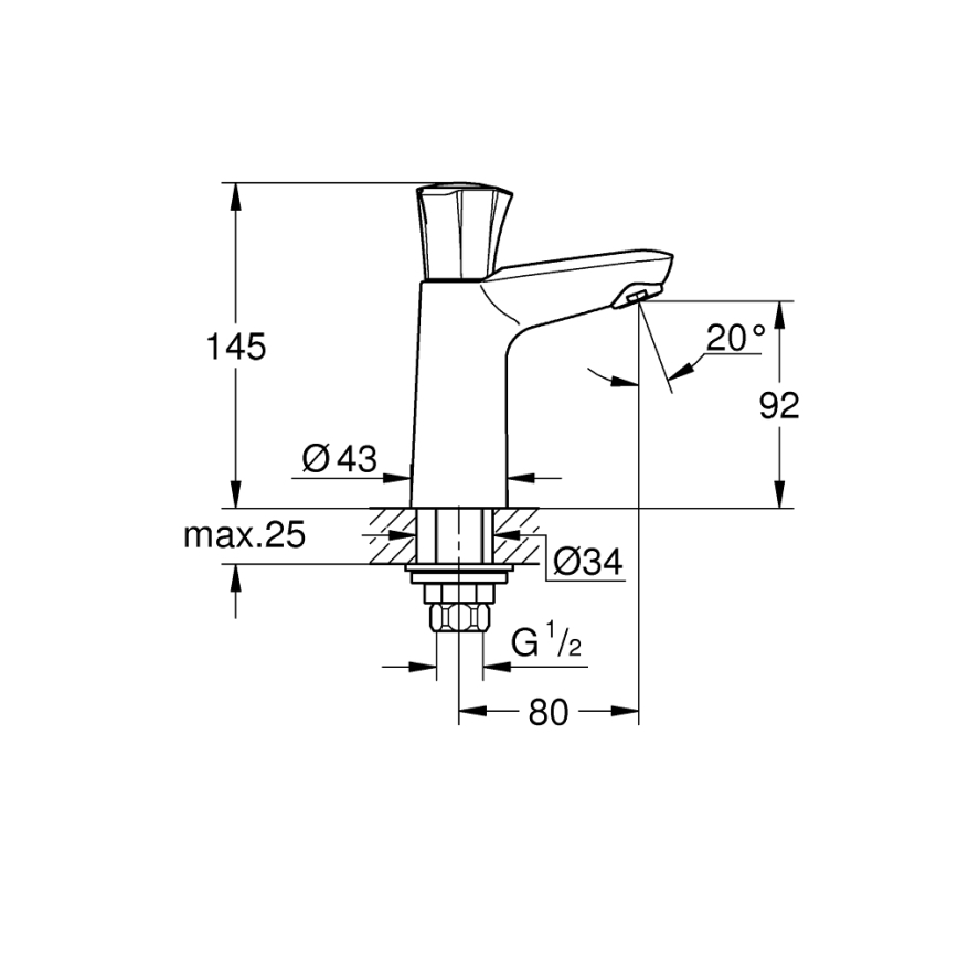 GROHE 20186001 - COSTA L DN 15 pöytäkiinnitteinen hana, kiiltävä kromi