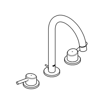 GROHE 20216001 - Kolmireikäinen pesuallashana CONCETTO DN 15 koko L kromi