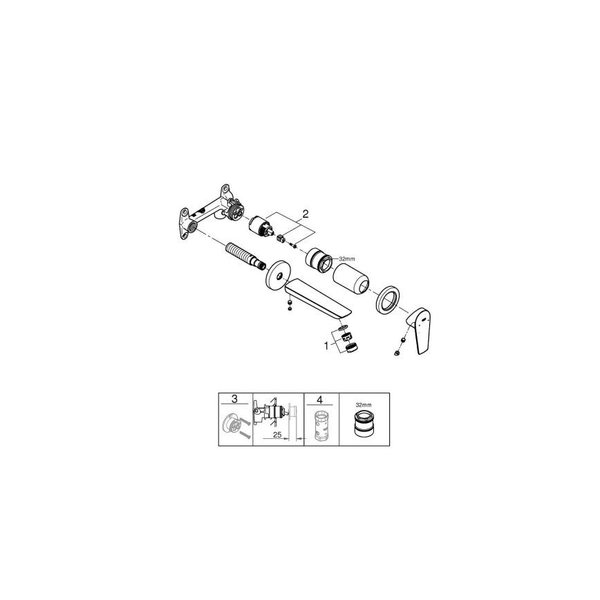 GROHE 20474001 - Pesuallashana piilotettuun asennukseen 177 mm, kiiltävä kromi
