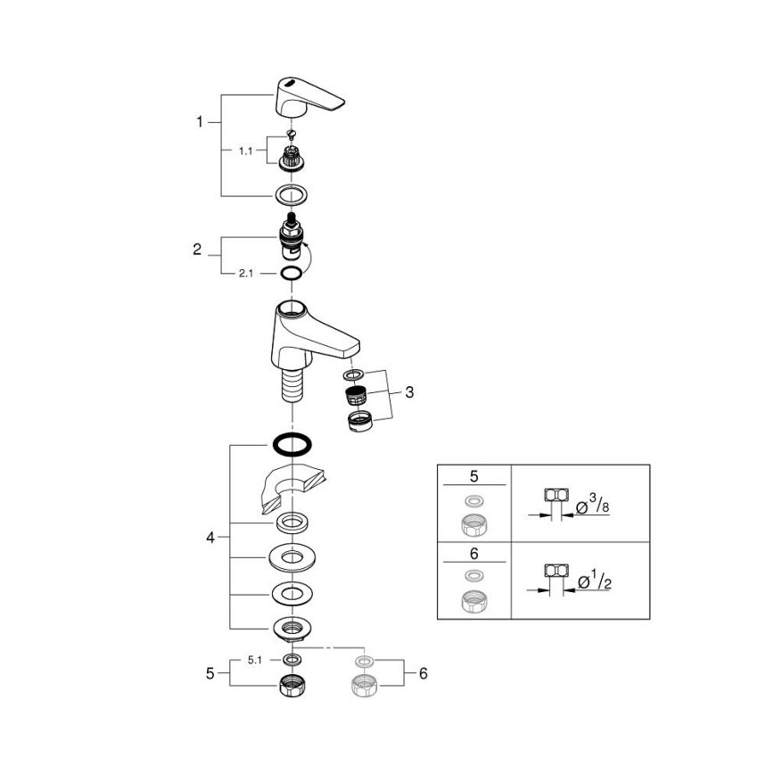 GROHE 20577000 - START FLOW DN 15 pöytäkiinnitteinen venttiili, kiiltävä kromi