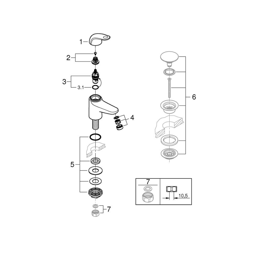 GROHE 20617001 - SWIFT pöytätasosekoitin XS-koko, kiiltävä kromi