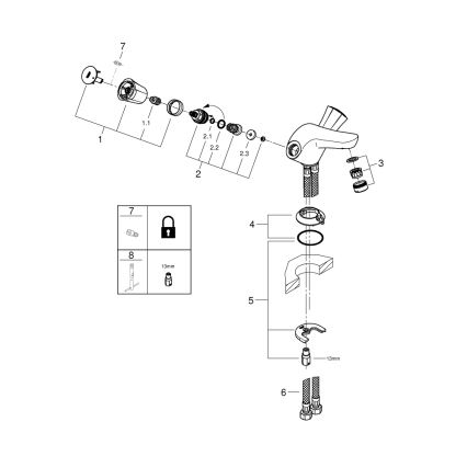 GROHE 21100001 - Pesuallashana COSTA L DN 15 kiillotettu kromi