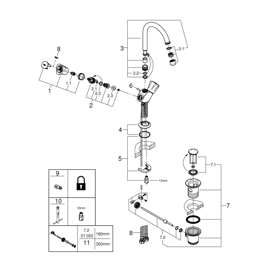 GROHE 21375001 - COSTA L pesuallashana, kiiltävä kromi