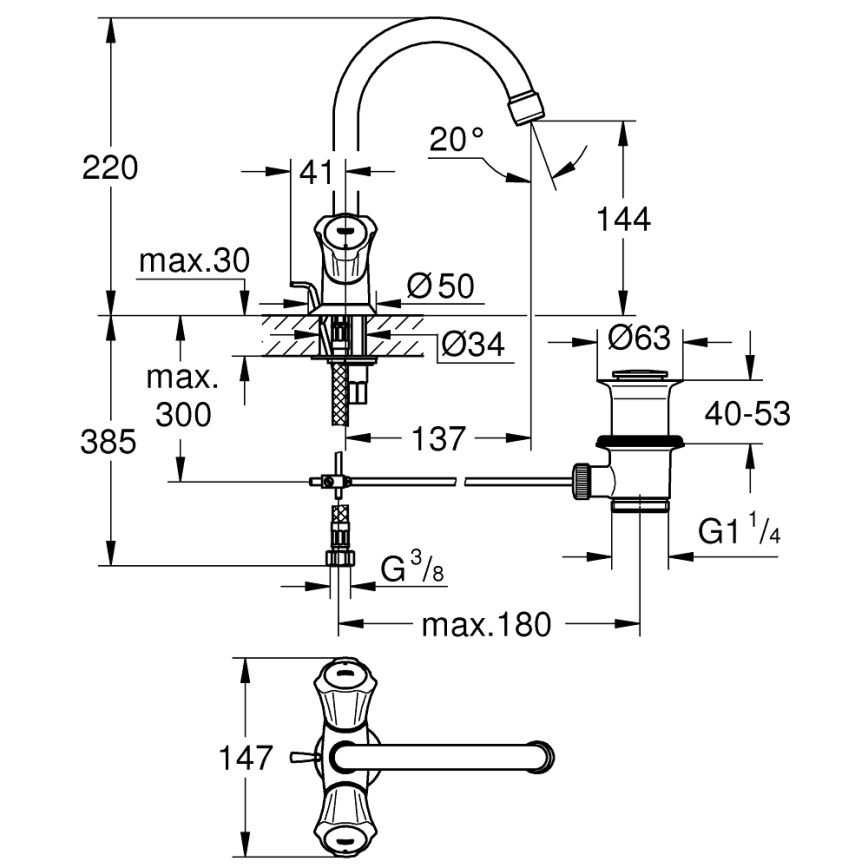 GROHE 21375001 - COSTA L pesuallashana, kiiltävä kromi