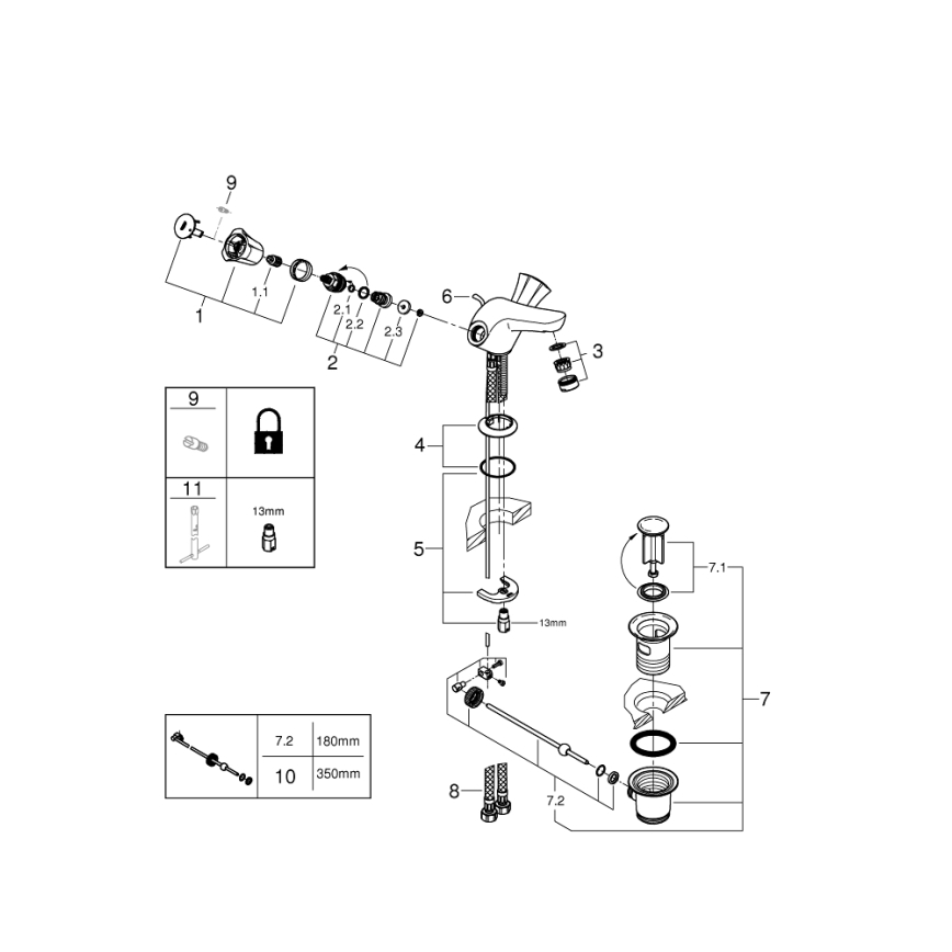 GROHE 21390001 - Pesuallashana COSTA L DN 15 kiiltävä kromi