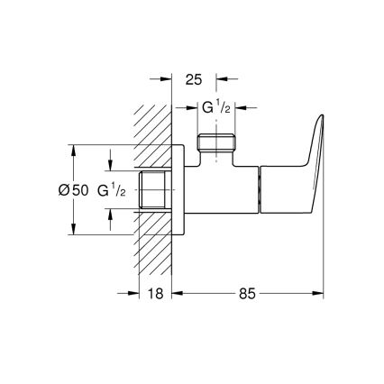 GROHE 22009001 - Kulmaventtiili DN 15 kiiltävä kromi