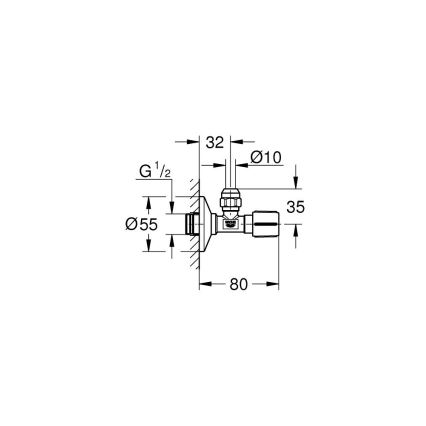 GROHE 22039000 - UNIVERSAL kulmaventtiili DN 15, kiiltävä kromi