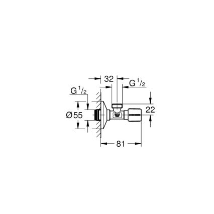 GROHE 22043000 - Kulmaventtiili UNIVERSAL DN 15, kiiltävä kromi