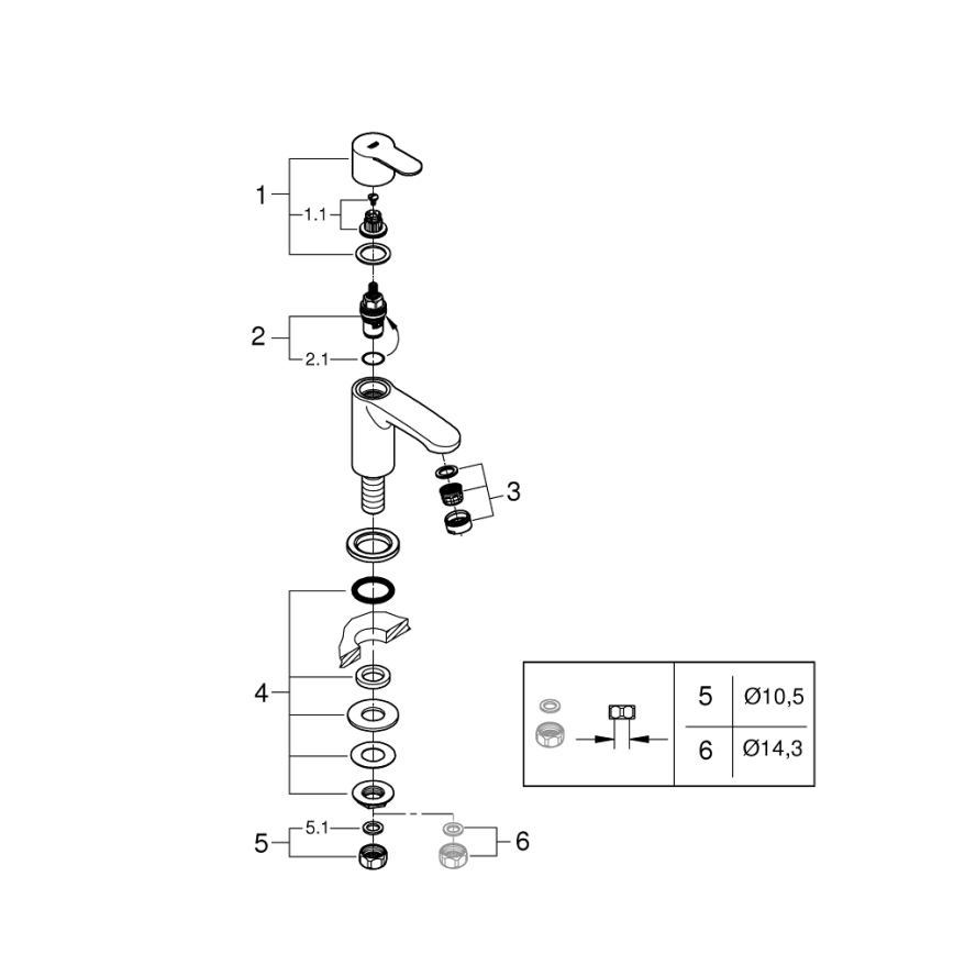GROHE 23039002 - EUROSTYLE COSMOPOLITAN XS-kokoinen pesuallashana, kromi