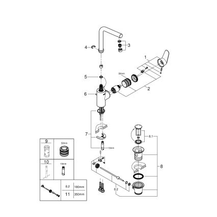 GROHE 23054003 - EURODISC COSMOPOLITAN pesuallashana, koko L, kromi