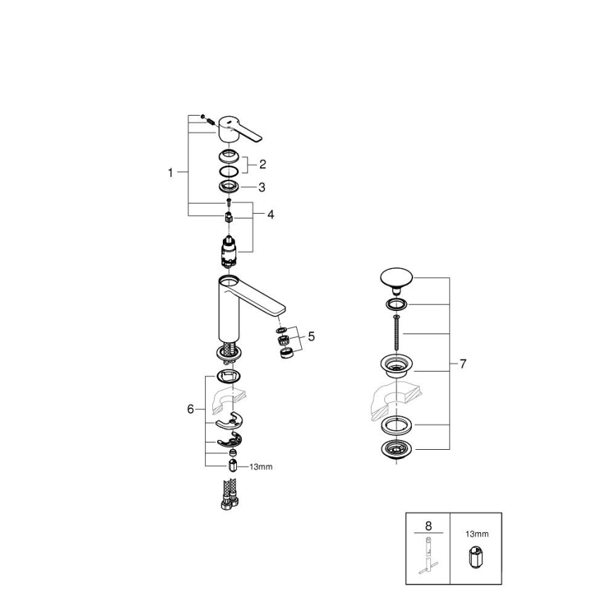 GROHE 23106AL1 - Pesuallashana LINEARE, koko S, grafiitti