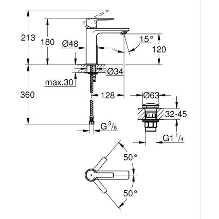 GROHE 23106AL1 - Pesuallashana LINEARE, koko S, grafiitti