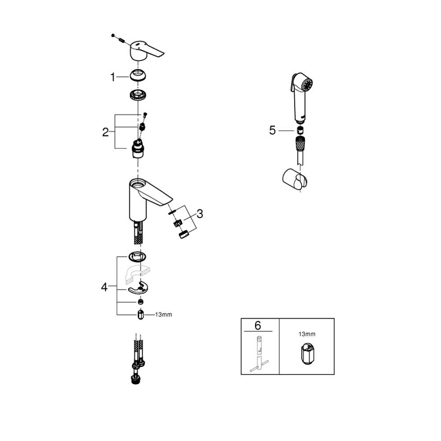 GROHE 23123003 - Pesuallashana START 165 mm kiiltävä kromi