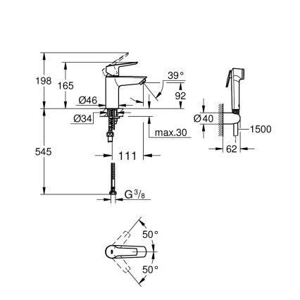 GROHE 23123003 - Pesuallashana START 165 mm kiiltävä kromi