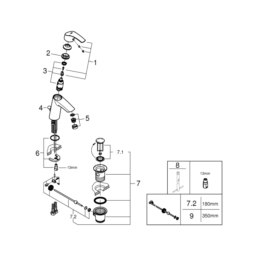 GROHE 23322001 - EUROSMART pesuallashana DN 15, kiiltävä kromi