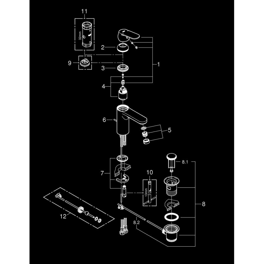 GROHE 23325000 - EUROSMART COSMOPOLITAN pesuallashana, M-koko, kromi