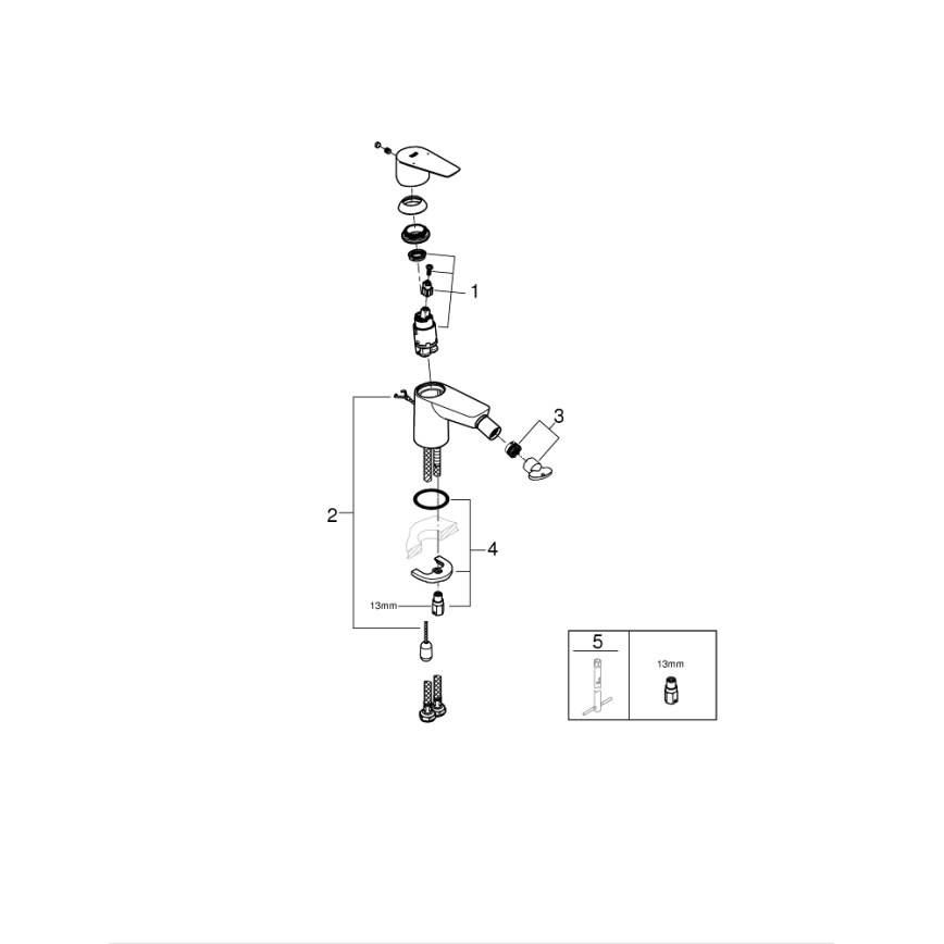 GROHE 23332001 - BAUEDGE bidet-sekoitin, koko S, kiiltävä kromi