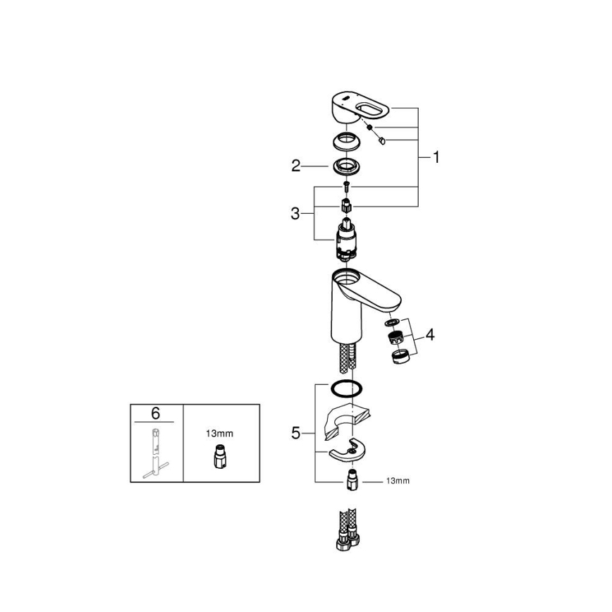 GROHE 23337000 - Pesuallashana BAULOOP DN 15 kiiltävä kromi