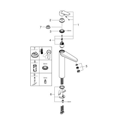 GROHE 23432000 - EURODISC COSMOPOLITAN pesuallashana, XL-koko, kromi