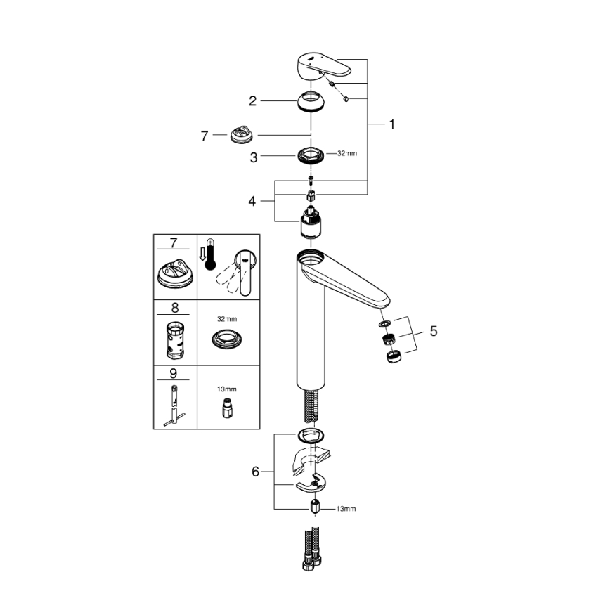 GROHE 23432000 - EURODISC COSMOPOLITAN pesuallashana, XL-koko, kromi