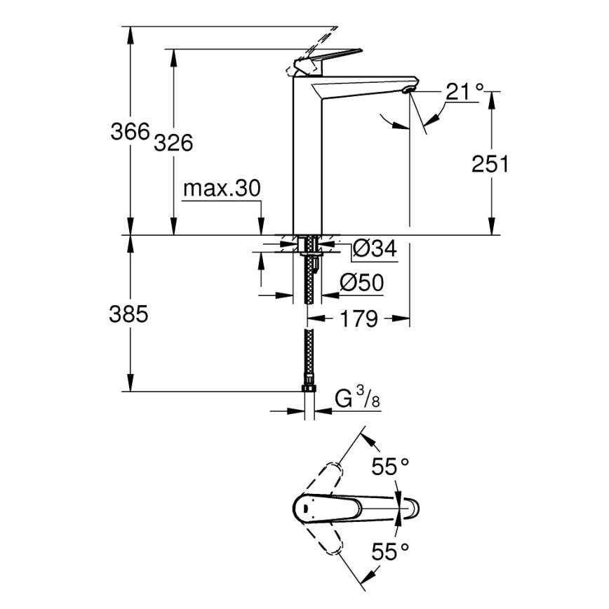 GROHE 23432000 - EURODISC COSMOPOLITAN pesuallashana, XL-koko, kromi
