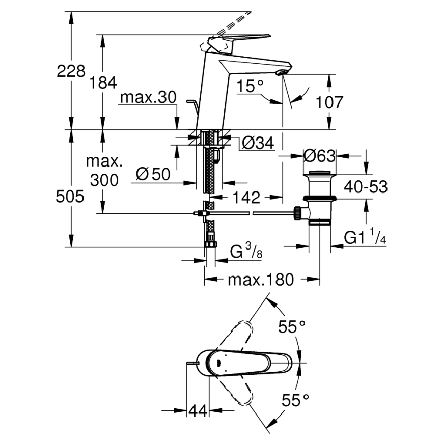 GROHE 23448002 - Pesuallashana EURODISC COSMOPOLITAN, koko M, kromi