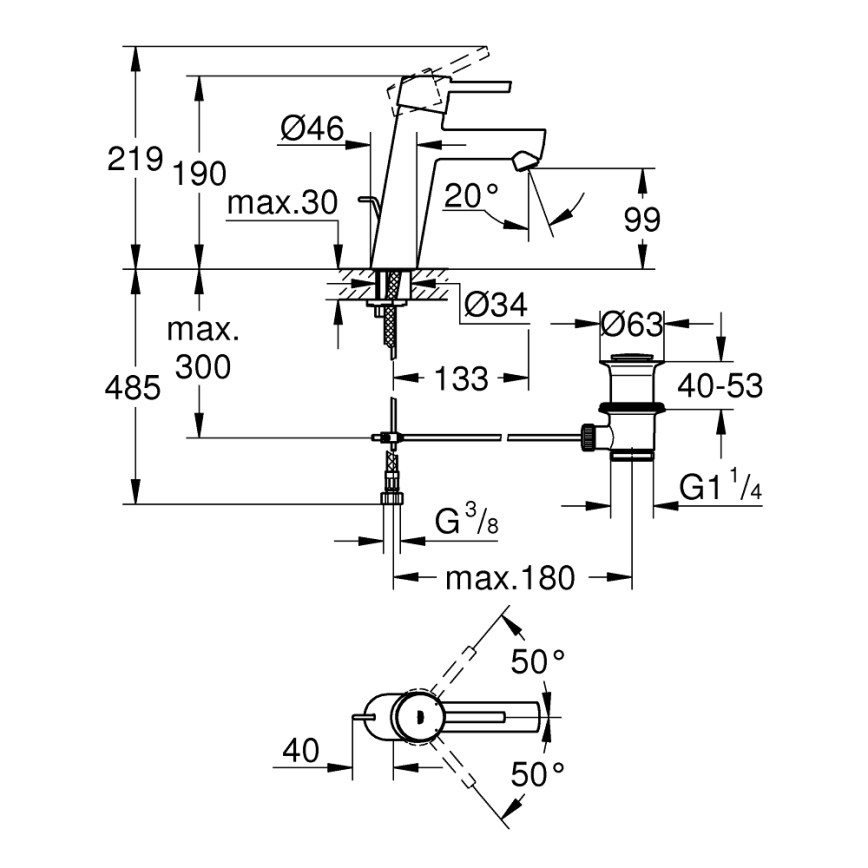 GROHE 23450001 - CONCETTO M pesuallashana, kiiltävä kromi