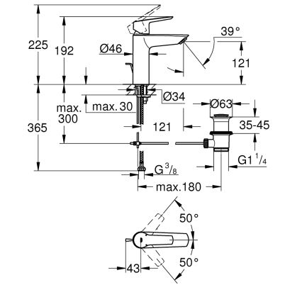 GROHE 234552432 - Pesuallosekoitin START 192 mm musta