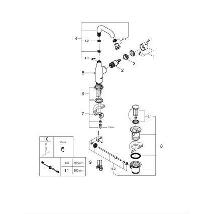GROHE 23462001 - ESSENCE-pesuallashana DN 15, koko M, kiiltävä kromi