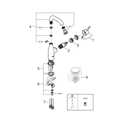 GROHE 23463001 - Pesuallashana ESSENCE koko M kiiltävä kromi