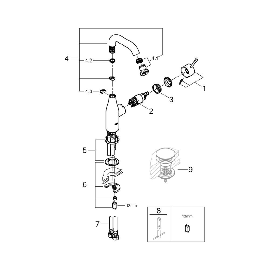 GROHE 23463001 - Pesuallashana ESSENCE koko M kiiltävä kromi