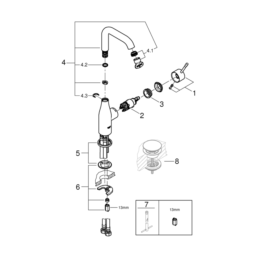 GROHE 23541001 - Pesuallashana ESSENCE DN 15 kiiltävä kromi