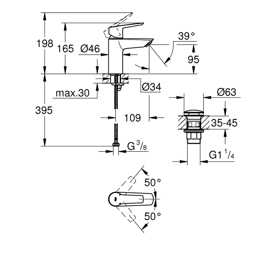 GROHE 23550002 - Pesuallosekoitin START DN 15 kiiltävä kromi