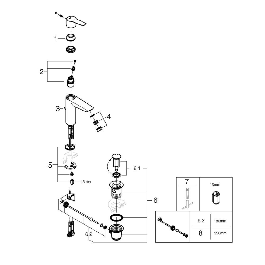 GROHE 23552002 - Pesuallashana START 192 mm kiiltävä kromi