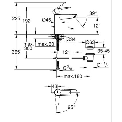 GROHE 235522432 - Pesuallashana START 192 mm musta