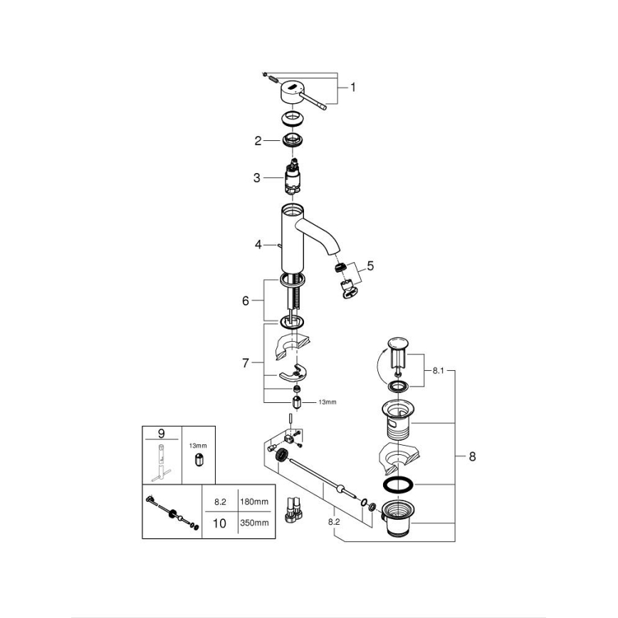 GROHE 23589001 - ESSENCE lavuaarihana, koko S, kiiltävä kromi