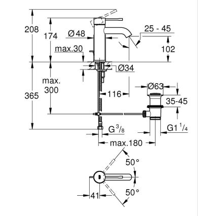 GROHE 23589DL1 - ESSENCE-pesuallashana, koko S, pronssinvärinen