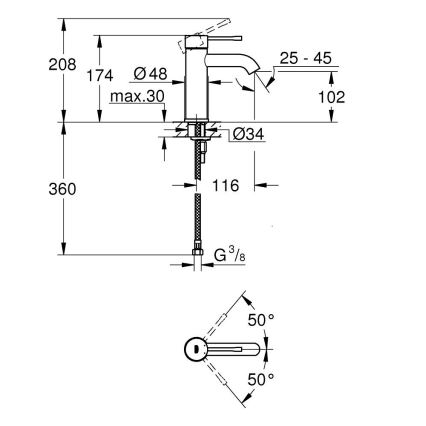 GROHE 23590AL1 - ESSENCE pesuallashana, koko S, grafiitti