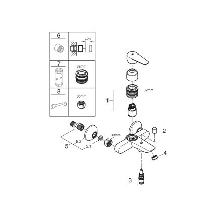 GROHE 23605001 - BAUEDGE ammehana 150±15 mm kiiltävä kromi