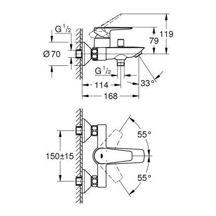 GROHE 23605001 - BAUEDGE ammehana 150±15 mm kiiltävä kromi