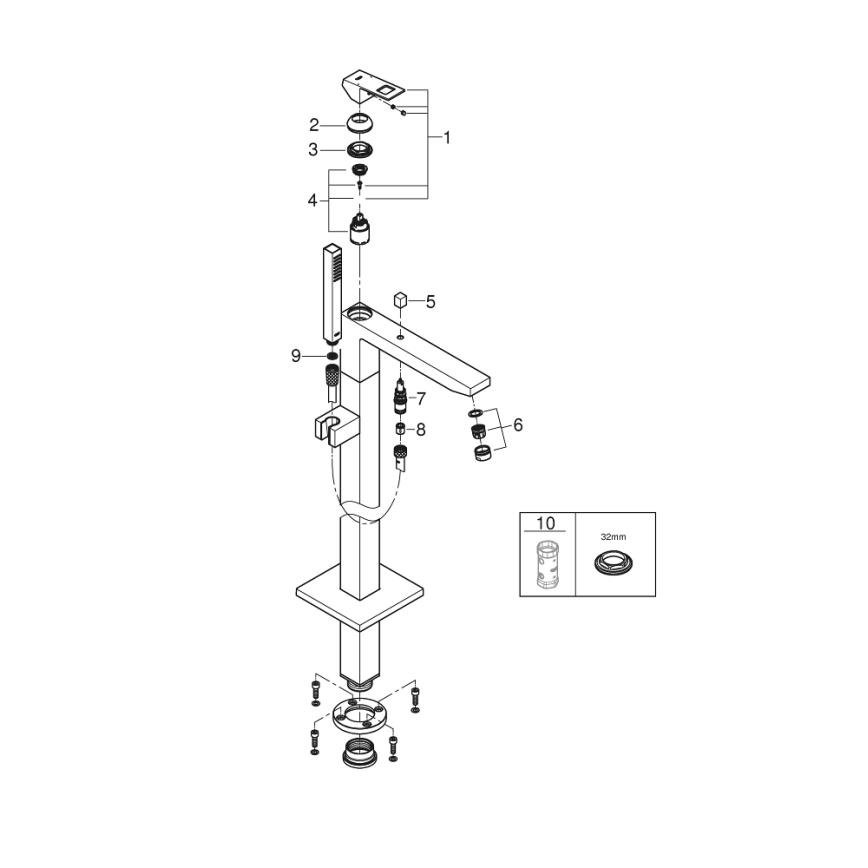 GROHE 23672001 - EUROCUBE ammehana 298 mm, kiiltävä kromi