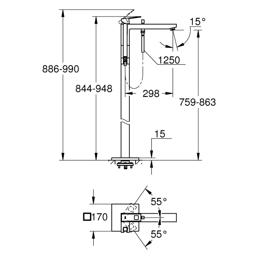 GROHE 23672001 - EUROCUBE ammehana 298 mm, kiiltävä kromi