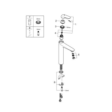 GROHE 23719003 - EUROSTYLE XL pesuallashana kiiltävä kromi