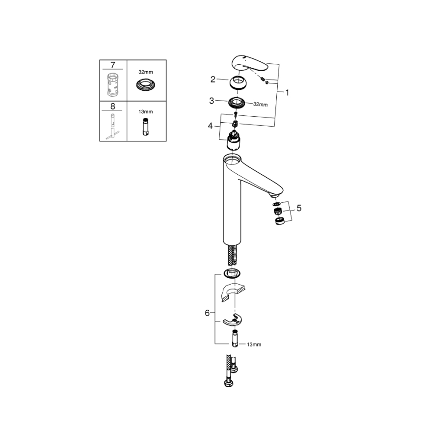 GROHE 23719003 - EUROSTYLE XL pesuallashana kiiltävä kromi