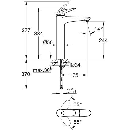 GROHE 23719003 - EUROSTYLE XL pesuallashana kiiltävä kromi
