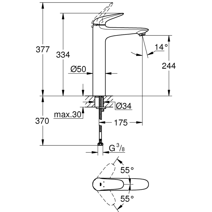 GROHE 23719003 - EUROSTYLE XL pesuallashana kiiltävä kromi