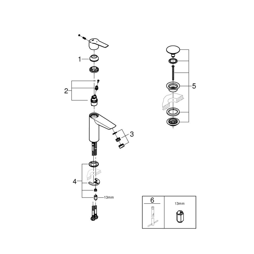 GROHE 23746002 - Pesuallashana START, koko M, kiiltävä kromi