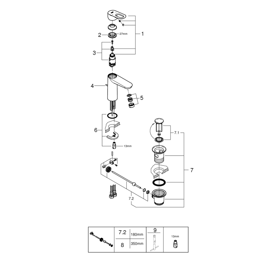 GROHE 23762000 - BAULOOP pesuallashana DN 15 kiiltävä kromi
